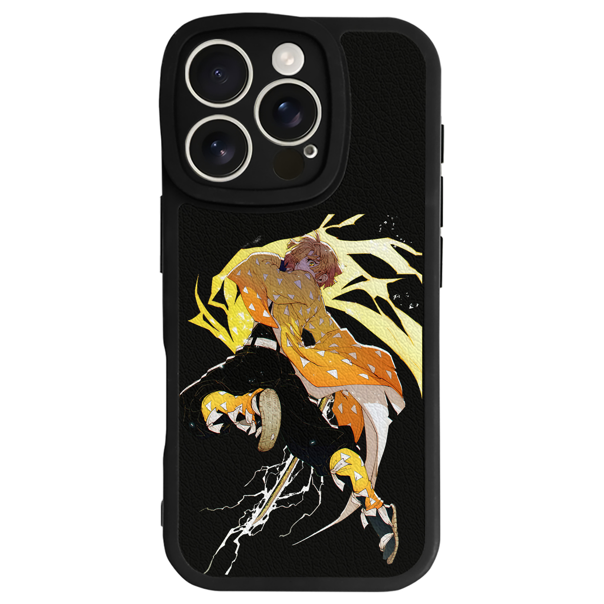 （画像用） 鬼滅の刃（きめつのやいば）我妻 善逸／あがつま ぜんいつ Agatsuma Zenitsu 【iPhone 16シリーズ対応】シリコンスマホケース（レザー調） 材質：シリコン